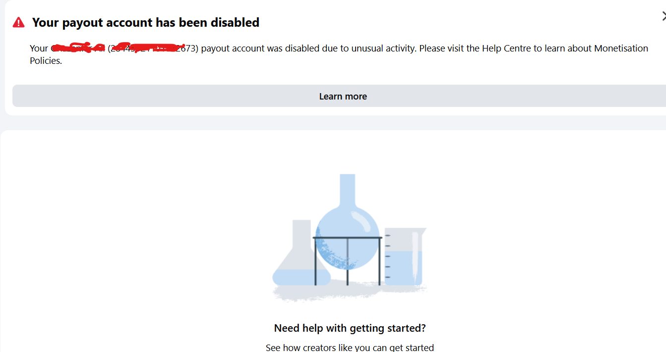 Facebook payout account disabled after minor address mismatch