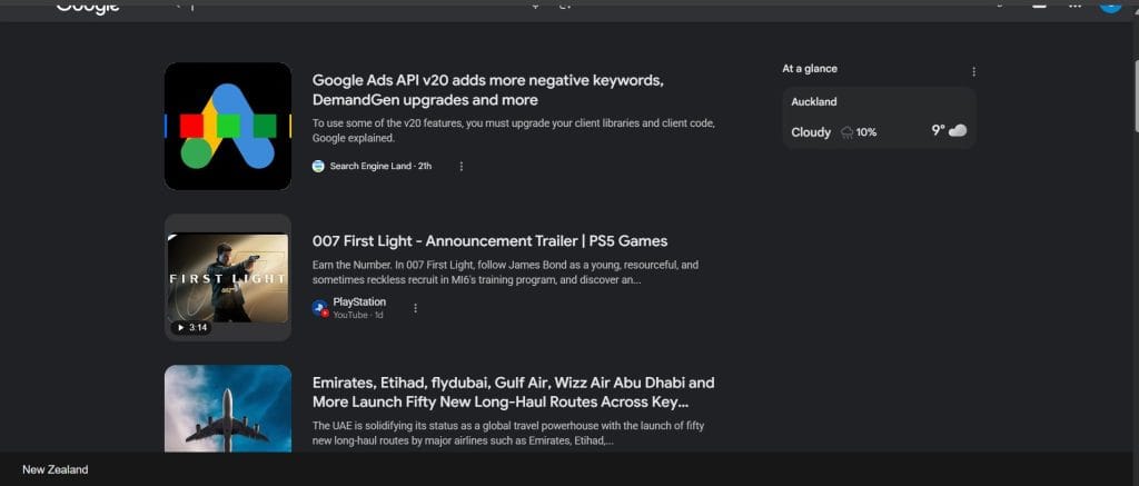 Google Discover Desktop